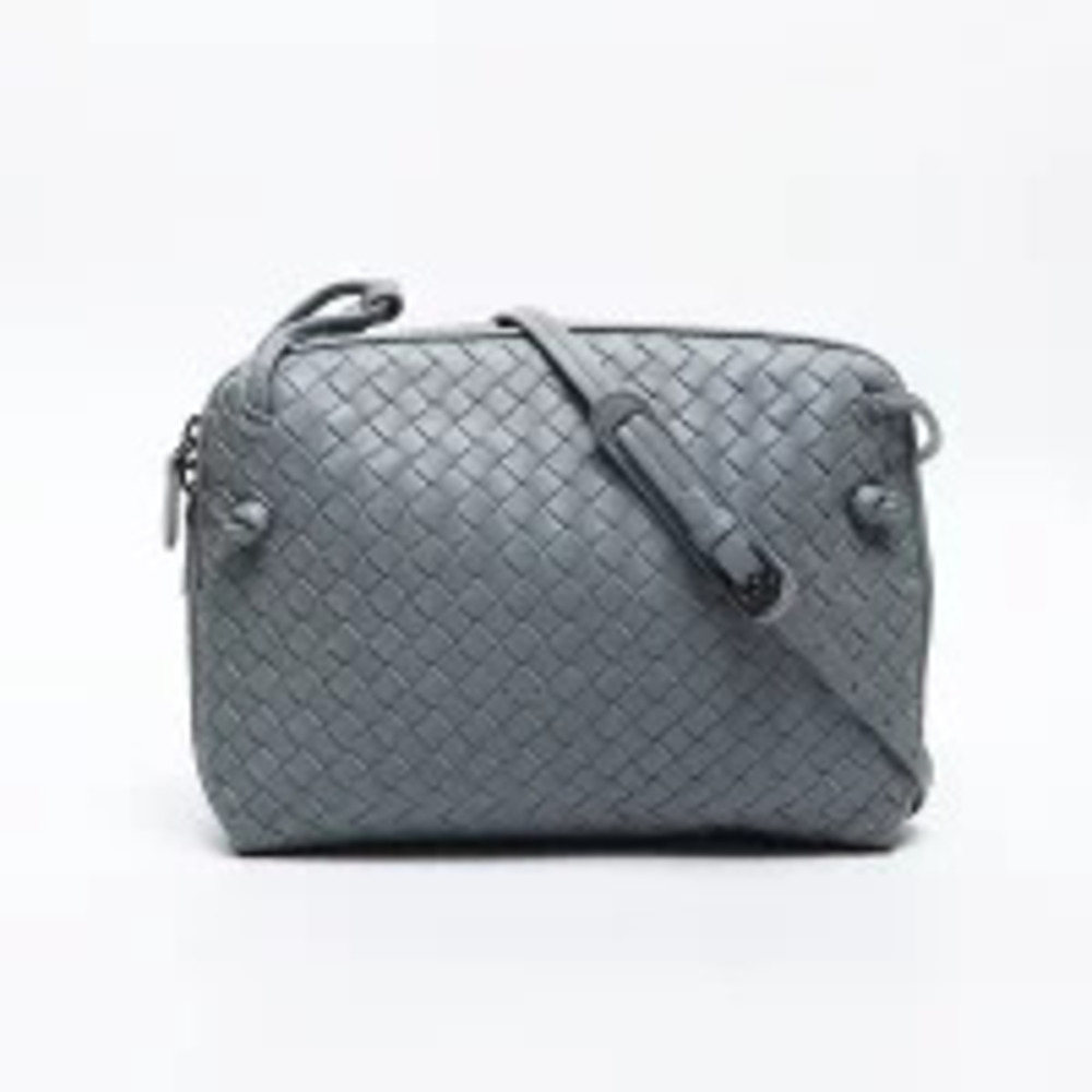 Bottega Veneta Nappa Intrecciato Nodini Shoulder Bag Gray